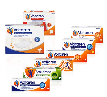 various Voltaren pain relief product pack shots