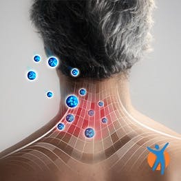 Graphic showing how Voltarol Gel works on the neck