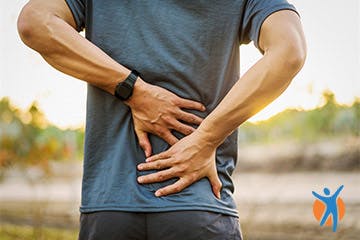 A man with nociceptive pain in his lower back A man with nociceptive pain in his lower back