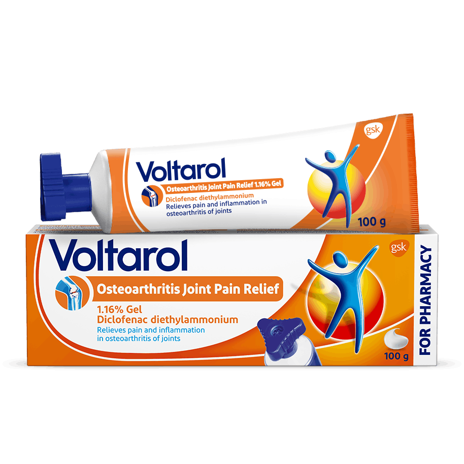 Voltarol 2.32% Diclofenac Gel for osteoarthritis pain relief product box