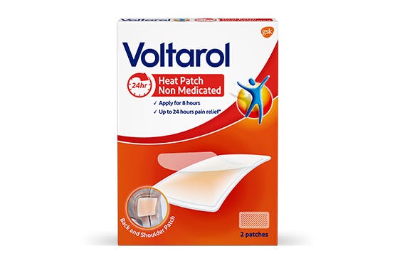 Voltarol Heat Patch drug free back pain relief product outer box