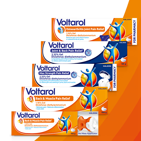 Various Voltarol pain relief product packs - how choose the right product
