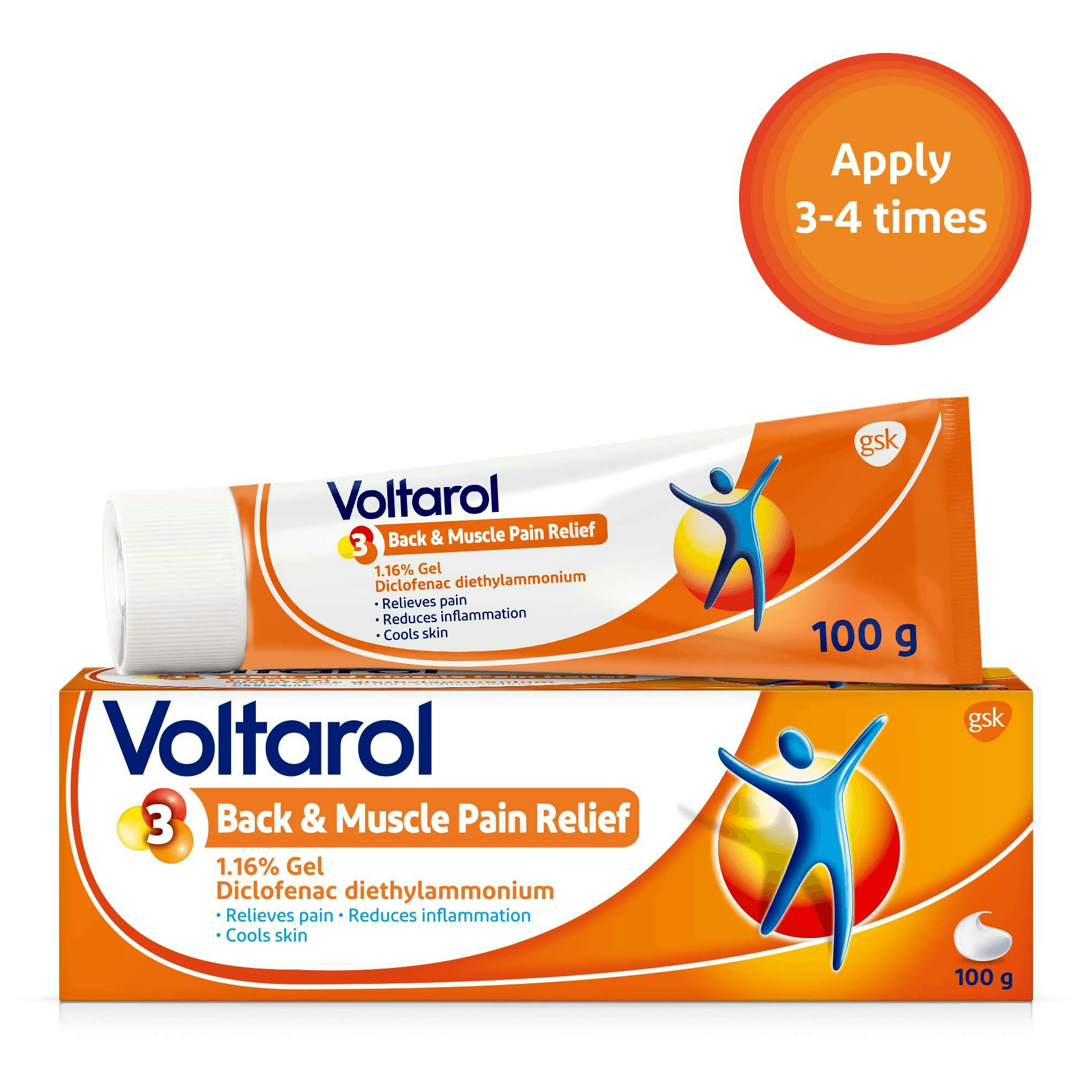 Voltarol 2.32 percent Diclofenac Gel for neck pain relief product box