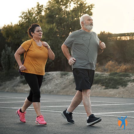 Elderly couple jogging - learn about osteoarthritis causes Elderly couple jogging - learn about osteoarthritis causes