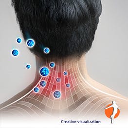 Graphic showing how Voltaren Gel works on the neck
