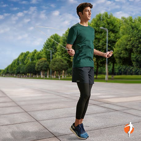 Enjoy things you love without foot or ankle pain Man jumping rope