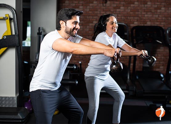 People exercising in the gym