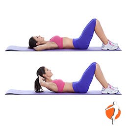Proper way to do ab crunches Woman demonstrating how to do an ab crunch