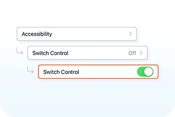 screenshot in iphone showing activating switch control in accessibility drop down