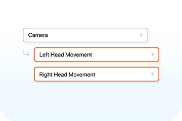 screenshot from iphone showing activating left and right head movements  in camera drop down  