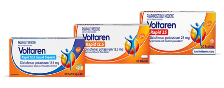 Voltaren tablets & capsules pack shots