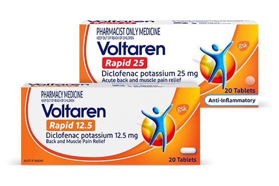 Voltaren Dolo 25 milligram tablets for pain relief packaging