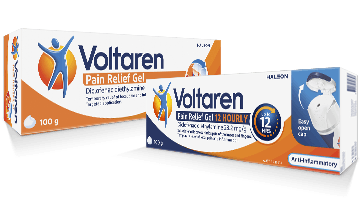 Voltaren Pain Relief 11,6 mg Gel and Voltaren Pain Relief 12 Hourly back pain joint pain and inflammation relief 2.32% Diclofenac gel