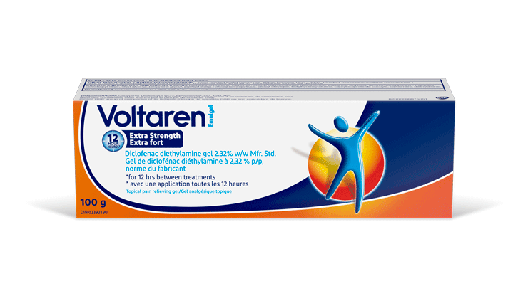 Paquet de Voltaren Extra Strength Soulagement de la douleur 2,32 % Diclofenac Gel
