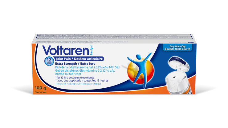 Paquet de Voltaren Joint Pain Relief Extra Strength 2.32% Diclofenac Gel