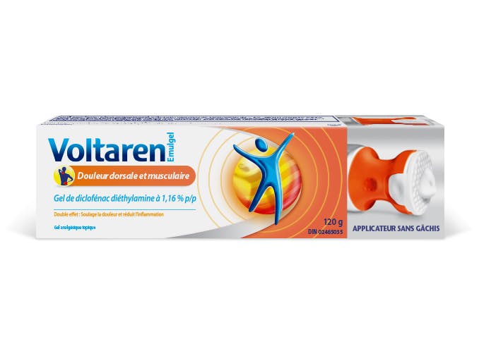 Paquet de Voltaren Back & Muscle Pain Relief 1.16% Diclofenac Gel with No Mess Applicator