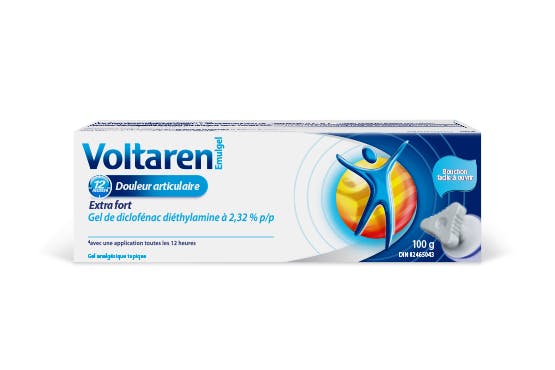 Paquet de Voltaren Joint Pain Relief Extra Strength 2.32% Diclofenac Gel
