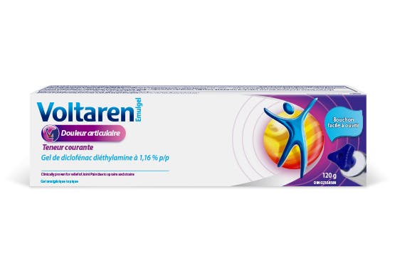 Paquet de Voltaren Joint Pain Relief Regular Strength 1.16% Diclofenac Gel