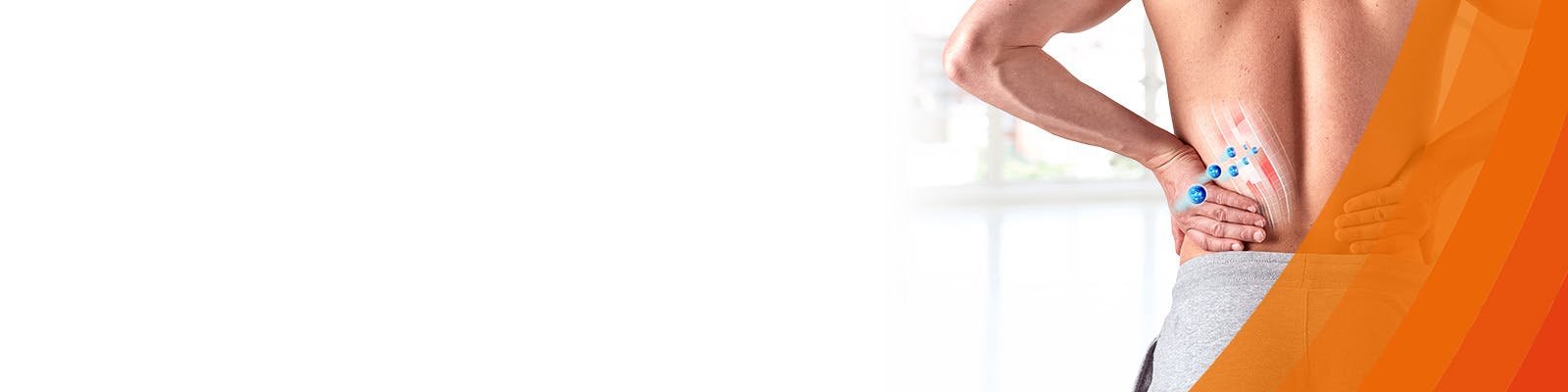 Homme massant son bas du dos avec du gel anti-douleur Voltaren diclofenac