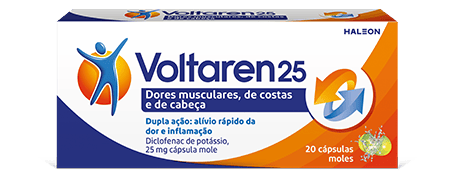  Voltaren 25 propociona um alívio rápido da dor de costas, com uma substância ativa anti-inflamatória disponível para começar a atuar em 15 minutos.