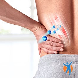 Close up of man getting back pain treatment from Diclofenac
