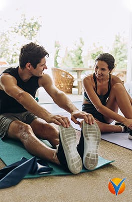 Man and woman exercise mat for at home workout
