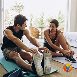 Man and woman exercise mat for at home workout