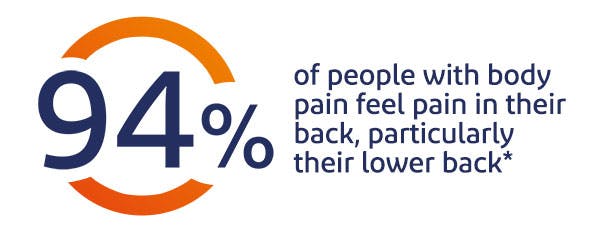 94% of people feel pain in their back , particularly their lower back* 