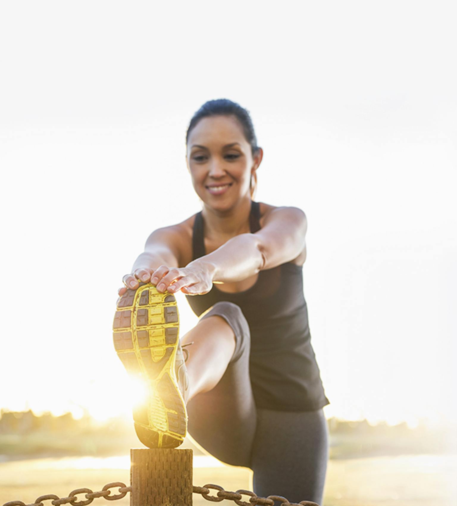 Woman stretching and getting ready to exercise