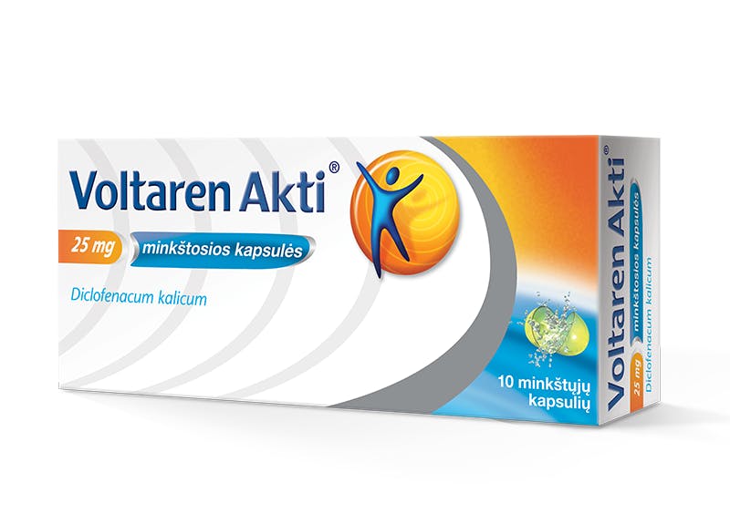 Voltaren Akti 25 mg minkštosios kapsulės Produktas - Voltaren Akti 25 mg minkštosios kapsulės