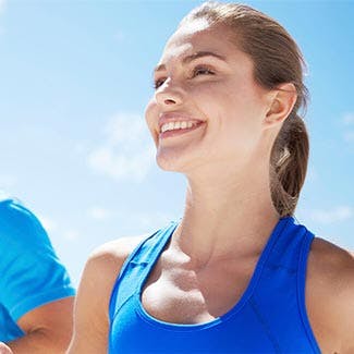 Man and woman running
