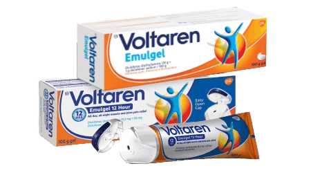 Voltarol packshots consist of emulgel and emulgel 12h