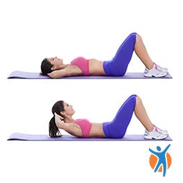 Woman demonstrating how to do an ab crunch