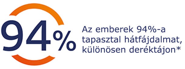 Az emberek 94%-a tapasztal hátfájdalmat, különösen deréktájon Az emberek 94%-a tapasztal hátfájdalmat, különösen deréktájon