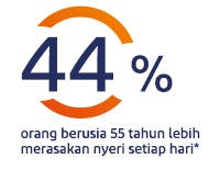 44% orang berusia 55 tahun lebih merasakan nyeri setiap hari