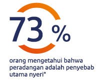 73% orang mengetahui bahwa peradangan adalah penyebab utama nyeri