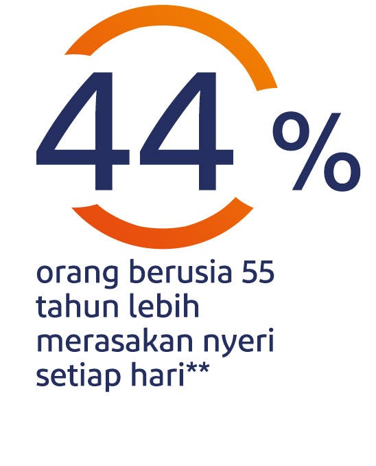 44% orang berusia 55 tahun lebih merasakan nyeri setiap hari