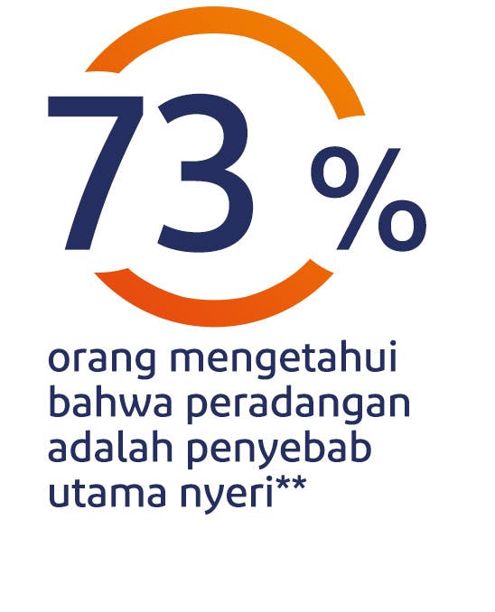 73% orang mengetahui bahwa peradangan adalah penyebab utama nyeri