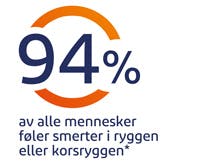 94 % opplever smerter i nedre rygg