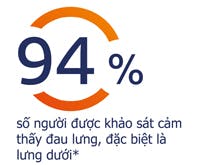 94% người cảm thấy đau lưng, đặc biệt là đau ở lưng dưới hay còn gọi là thắt lưng 94% người cảm thấy đau lưng, đặc biệt là đau ở lưng dưới hay còn gọi là thắt lưng