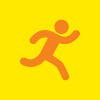 un dibujo que muestra a una persona corriendo sobre el fondo amarillo