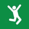un dibujo de una persona saltando de alegría sobre el fondo verde