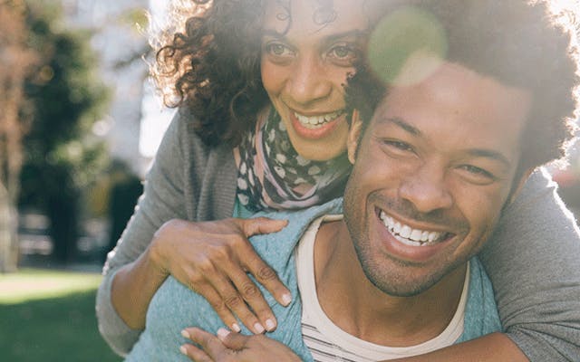 happy man and woman desktop