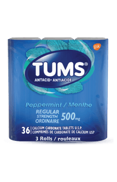 3-roll package of Tums® Regular Strength Peppermint