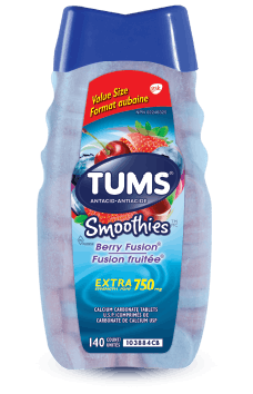 Bottle of TUMS Smoothies Berry Fusion 140ct