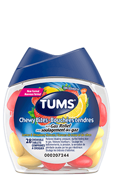 Bouchées tendres TUMS avec soulagement des gaz, citron et fraise, format de 28 