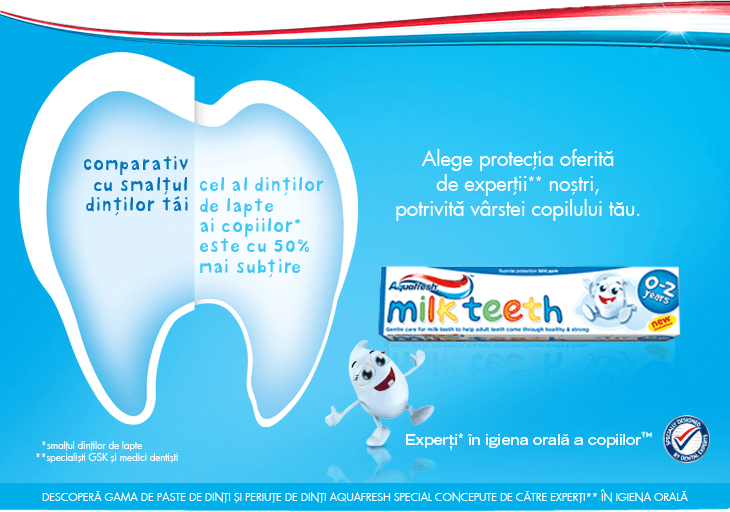 Comparativ cu smalţul dinţilor tăi, cel al dinţilor de lapte ai copiilor este cu 50% mai subţire.